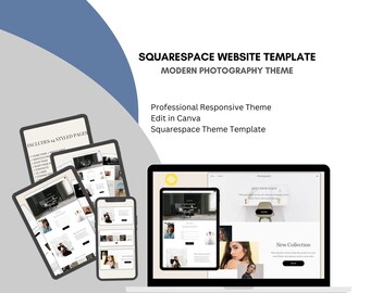 Elegantes Fotografie Squarespace Theme: Canva Grafik Template (Digitaler Download)