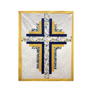 Log Cabin Cross Quilt Pattern, Modern Faith Lap Quilt, Christian Cross Pattern, Easter Cross Quilt Pattern PDF Instant Download