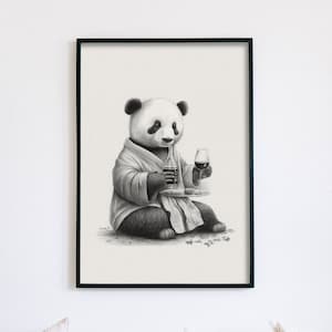 Wine Panda Digital Print | Digital Print Download | Wall Décor |  Fun Wall Art