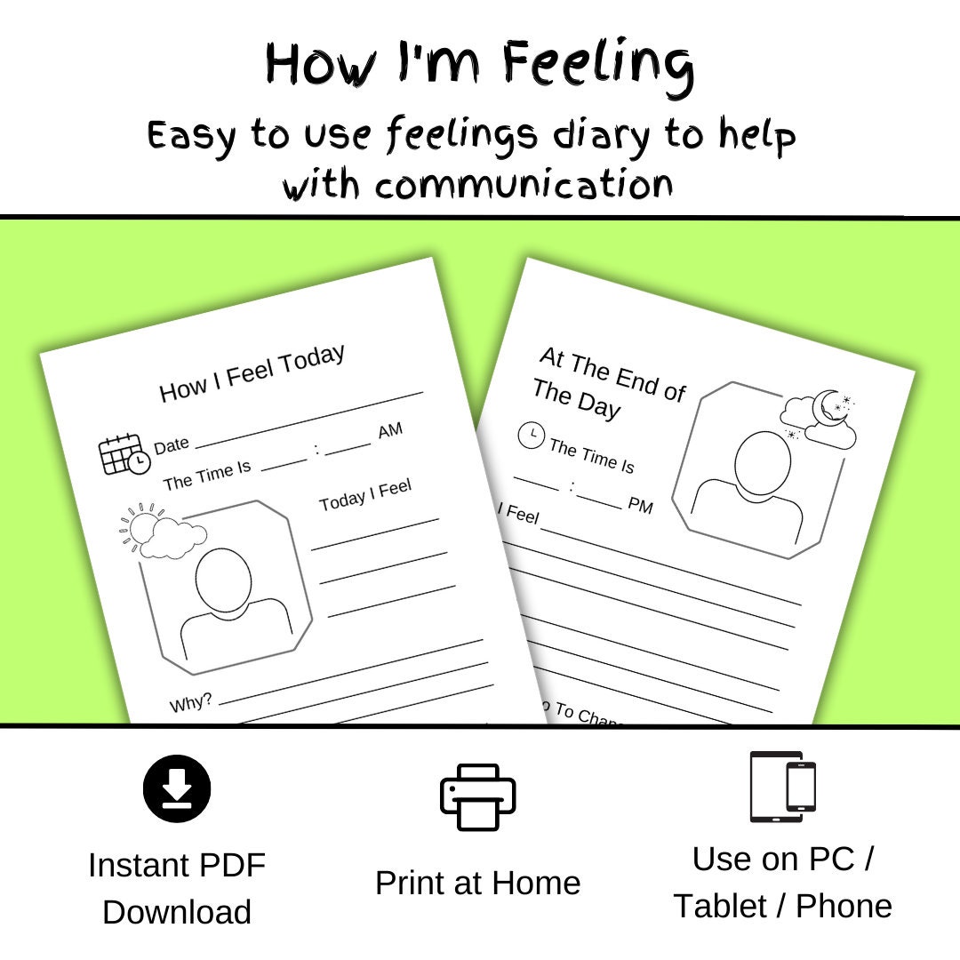 Mood and Feelings Diary Journal Worksheet Ideal for - Etsy