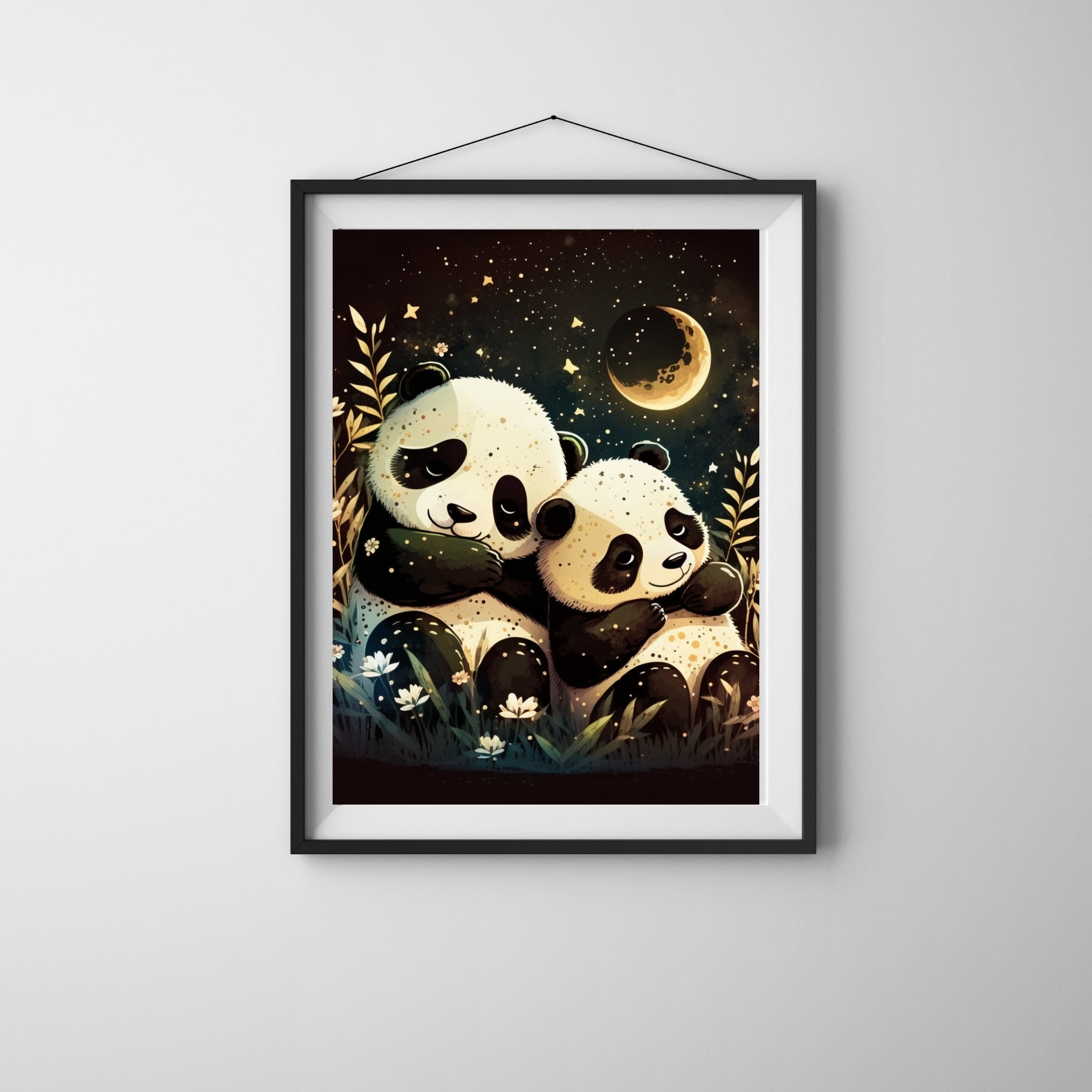 A playful panda, happily munching on bamboo, in a cute and cheerful art  style, with a moderate level of detail. sticker, joyful, vibrant colors,  cartoonish style, vector, contour, white background