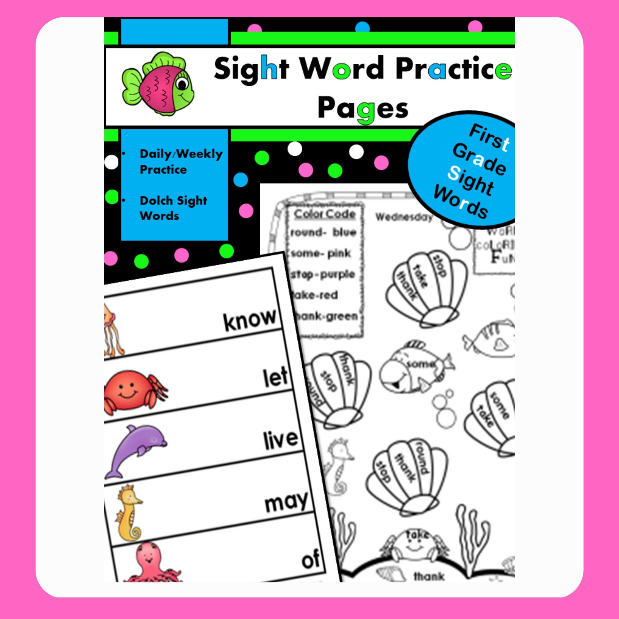 First Grade Sight Words Learning Packet Workbook 4 Weeks of Learning ...