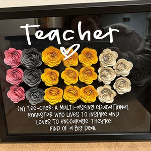 Teacher Meaning Shadow Box Paper Flowers