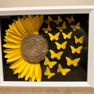 Sunflower+Butterfly Shadow Box Paper Flowers