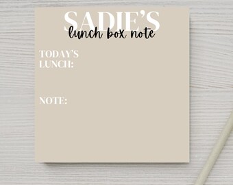 Custom Lunch Box Post-it® Notes, Personalized Lunch Note, Back to School Gifts, Letters from Mom Dad Parents, Gift for Kids Notepad