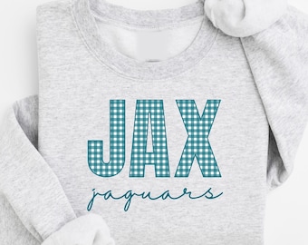 Vintage Jacksonville Crewneck, Jaguars Sweatshirt, Game Day Jaguars Gingham Shirt, Retro Football Sweater, Jax Sweatshirt, Jaguars Fan Gift