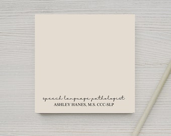 Personalized Speech Language Pathology Post-it® Note Pads, Therapist Gifts, SLP Gift, Speech Therapy Gifts, Gifts for SLPs, Custom Note Pads