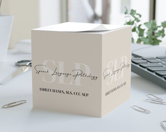 Cubo de notas personalizado de patología del habla y lenguaje, regalos SLP, regalo SLP, regalos de terapia del habla, regalos para SLP, cubo de blocs de notas personalizados
