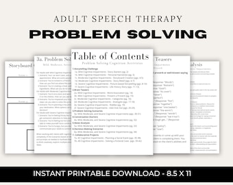 80+ Problem Solving Activities for Adult Speech Therapy, Medical SLP, Patient Worksheets, TBI, Stroke, Brain Injury, Cognitive Treatment