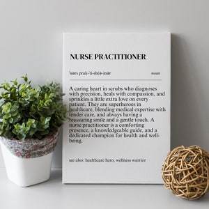 Krankenschwester-Praktiker Leinwand, Geschenke für Krankenschwester-Praktiker, Krankenschwester-Praktiker-Definitions-Wörterbuch-Wand-Kunst-Dekor, np Abschlussgeschenk