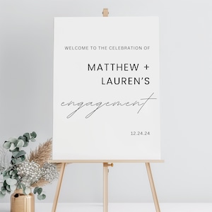 Personalized Engagement Party Sign, Custom Welcome Sign Poster, Engagement Party Decorations, Celebration Poster, Minimalistic Theme