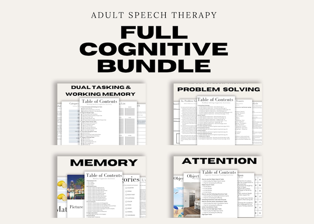 200+ Cognitive Activities for Adult Speech Therapy, Speech Language ...