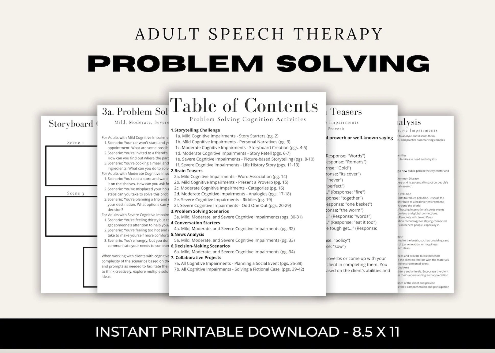 200+ Cognitive Activities for Adult Speech Therapy, Speech Language ...