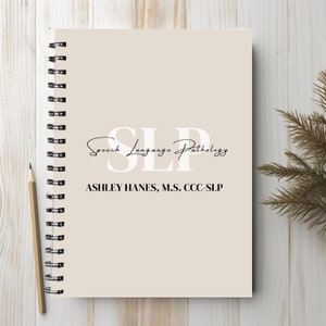 Personalized SLP Notebook, Speech Language Pathology Notepad, Minimalist Custom Speech Therapist Graduation Gift, Speech Therapist Journal