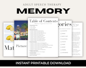 Cognitive Memory Communication Therapy Activities for Adult Speech Therapy: Enhance Memory, Categorization, and Comprehension Skills