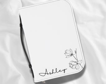 Personalized Bible Cover, Custom Floral Case for Bible, Case with Handle, Faith Jesus Christian Book Cover, Customizable Christian Gifts