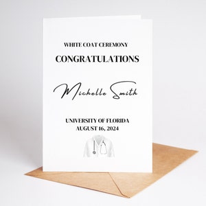 Carte personnalisée de cérémonie de la blouse blanche, Félicitations pour votre blouse blanche, Cadeaux personnalisés blouse blanche, Cadeaux Fier de vous pour diplômés