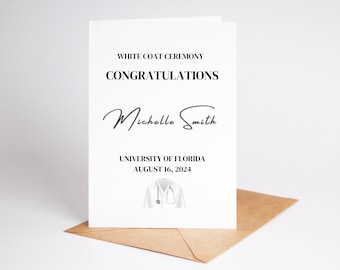 Custom White Coat Ceremony Card, Congratulations On Your White Coat, Personalized White Coat Gifts, Proud Of You Graduate Gifts