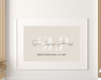 Digitaal - Gepersonaliseerde Logopedie Print, Logopedie Teken, Neutrale SLP Gift, Logopedie Wall Art Decor, Logopedie Poster