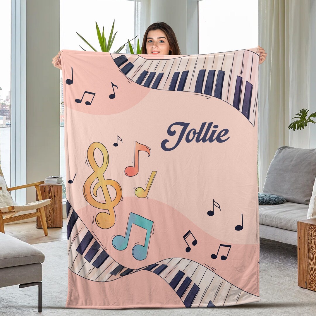 Personalized Music Blanket, Piano Music Blanket, Music Lover Gift