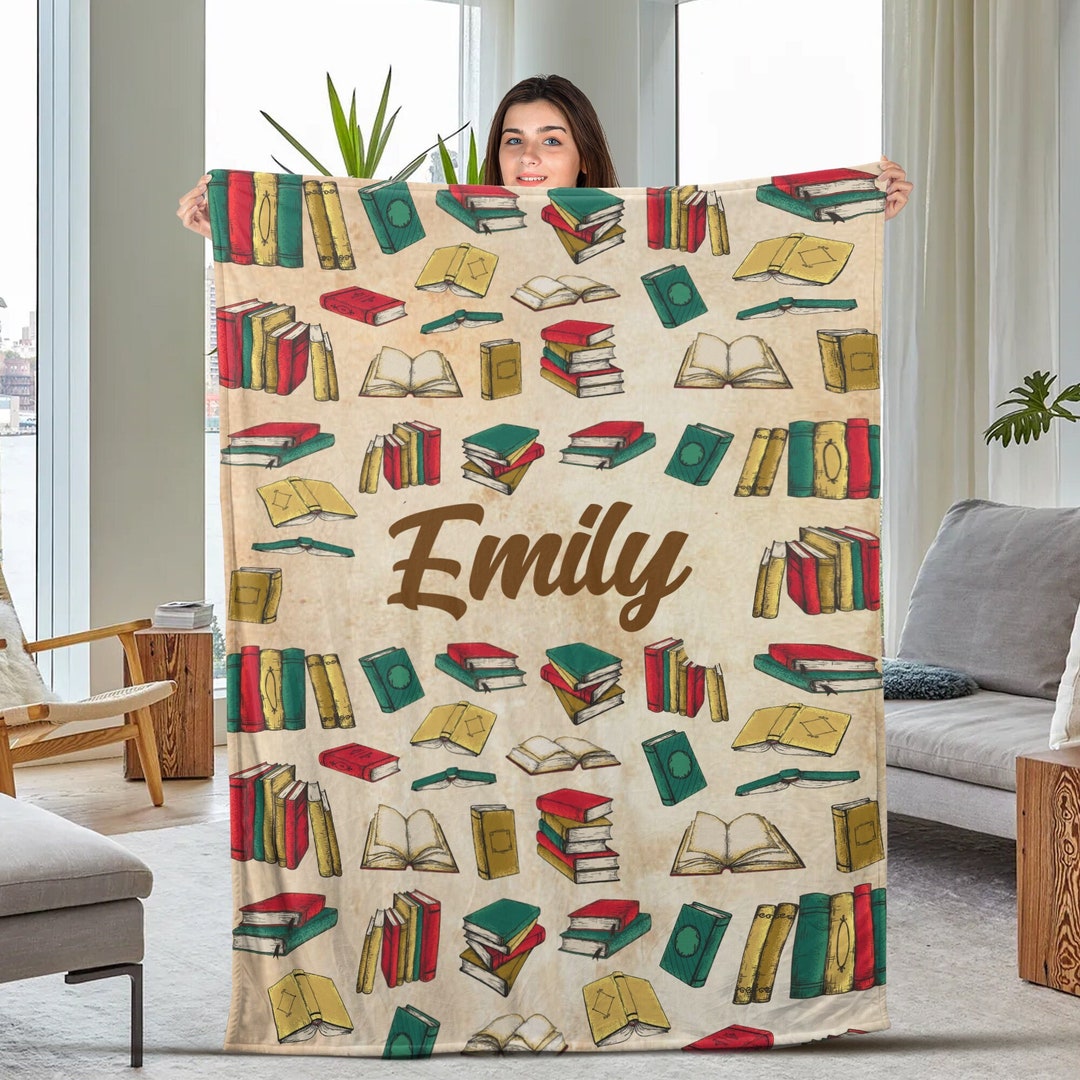 Personalized Book Blanket Vintage Books Blanket Book Lover Etsy UK