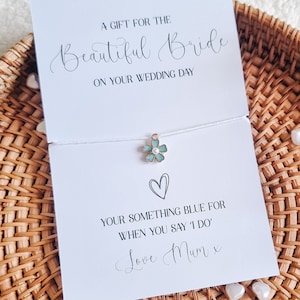 Something blue, gift for bride, morning of wedding gift,something blue for bride,something blue bouquet charm, personalised wedding keepsake