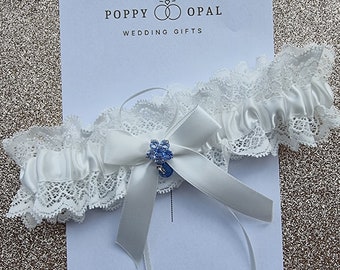 Giarrettiera personalizzata, regalo di nozze per la sposa, qualcosa di blu, giarrettiera nuziale, regali personalizzati