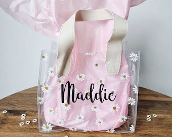 Flower girl bag, flower girl gift bag, bridesmaid gifts, personalised bag, flower bag, daisy bag, flower girl present, flower girl proposal