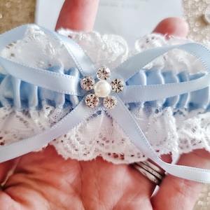 Personalised Garter gift set, wedding gift for bride, something blue, wedding garter, personalised gifts, wedding gift bags zdjęcie 2