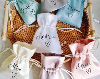 Personalised gift bag, custom drawstring, silk, satin, reusable gift bag, wedding favours, Bridesmaid gifts, Bridesmaid box, custom pouch