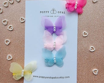 Vlinderhaarclip, peuterhaarclip, haaraccessoires, haaraccessoire, bloemenmeisje, ponyclips, haarclipset