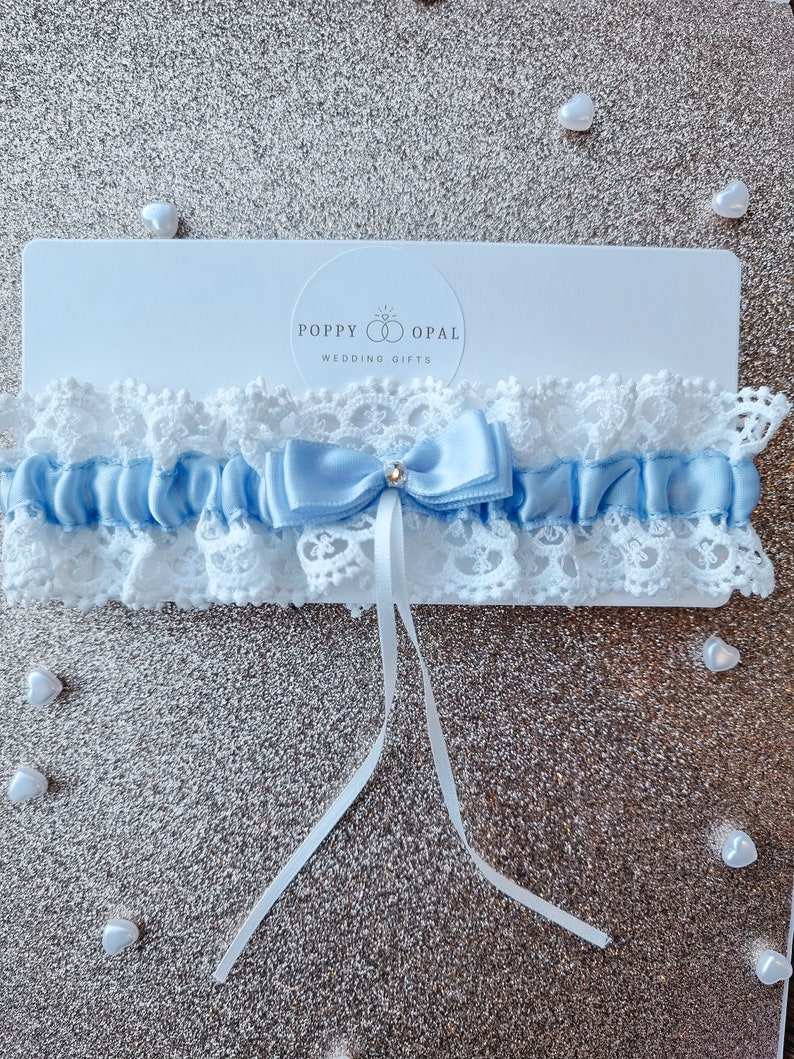 Garter, wedding gift for bride, something blue, wedding garter, personalised gifts image 1