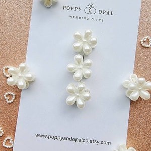 Pearl flower clips, claw clips, flower girl, mini clips, baby clips, toddler hair clips, hair clip set, flower hair clip, flower girl gift image 2