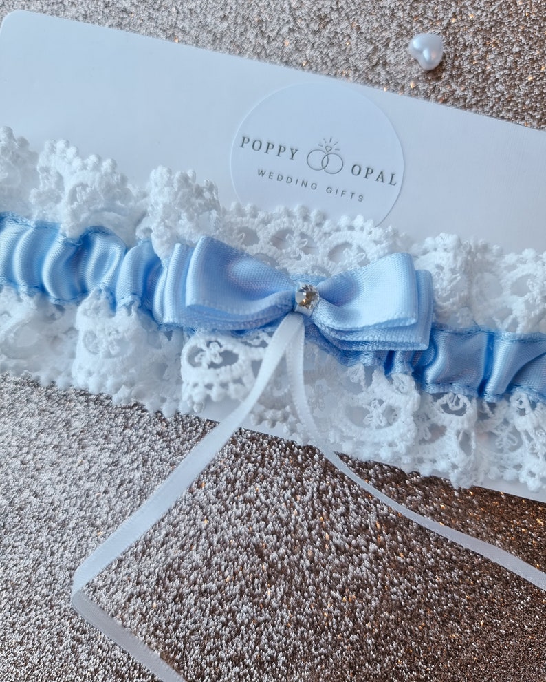 Liga, regalo de boda para novia, algo azul, liga de boda, regalos personalizados imagen 3
