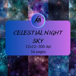 Celestial Night Sky - Shimmering Starry Night Digital Paper for DIY Crafts and Creative Projects