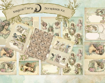 Fantasy Fairies, Fairy Junk Journal Kit, Printable, Fairy Fantasy, Fairies, Digital Journal, Vintage Watercolor, Fairy Download, Scrapbook