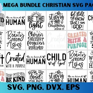 Christliches Bundle SVG, Schrift Bundle, sofortiger Download, Bibel Vers Bundle, geschnittene Dateien für Cricut, religiöse SVG, Jesus, Gott, Glaube svg dxf