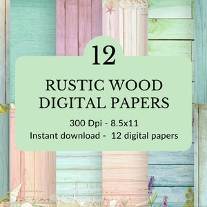 Shabby Wood background digital papers, Feminine Wooden Backgrounds, Rustic wood digital background, Distressed wood teal paper, Light Wood
