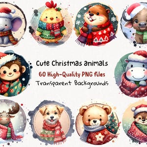 60 Cute Christmas Animals Clipart, High-quality Pngs for Holiday Crafts ...