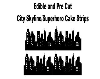 City Skyline / Super Hero  Edible Cake strips Pre Cut
