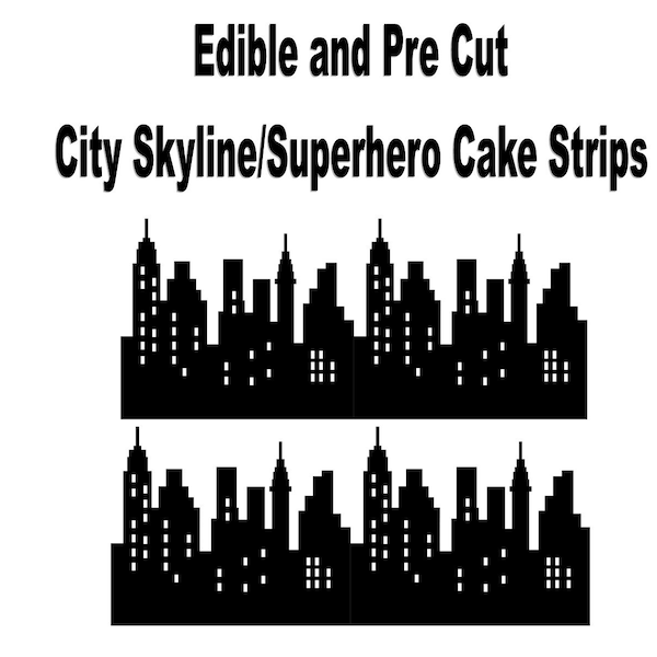 City Skyline / Super Hero  Edible Cake strips Pre Cut