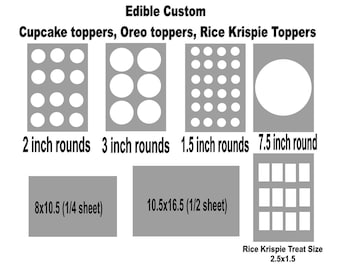 Custom Edible Cake Topper, Cupcake Topper, Cookie Topper, Rice Krispy Treat Topper, Cookie Topper