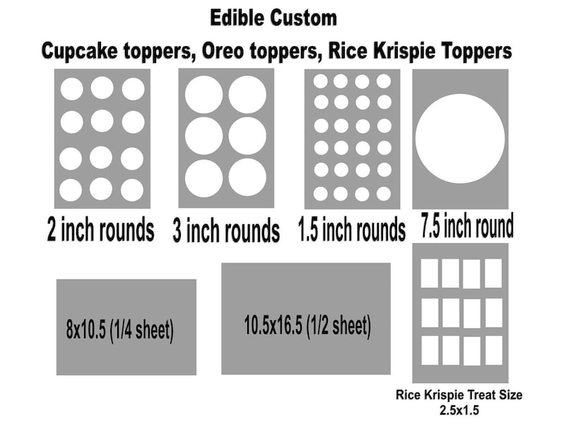 Custom Edible Cake Topper, Cupcake Topper, Oreo Topper, Rice Krispie