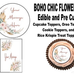 Edible Boho Chic Cupcake Topper, Rice Krispy Treat Topper, Cookie Topper