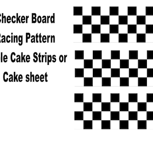 Checkered Flag Racing Edible Cake Cookie Cupcake Toppers, Racing, Checkered Flag Strips, Checkered Flag Racing Topper, Black White Squares