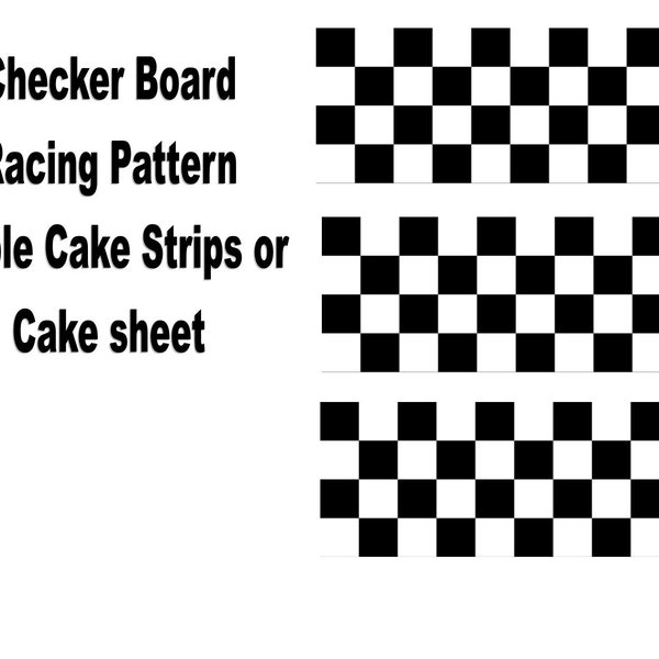 Checkered Flag Racing Edible Cake Cookie Cupcake Toppers, Racing, Checkered Flag Strips, Checkered Flag Racing Topper, Black White Squares