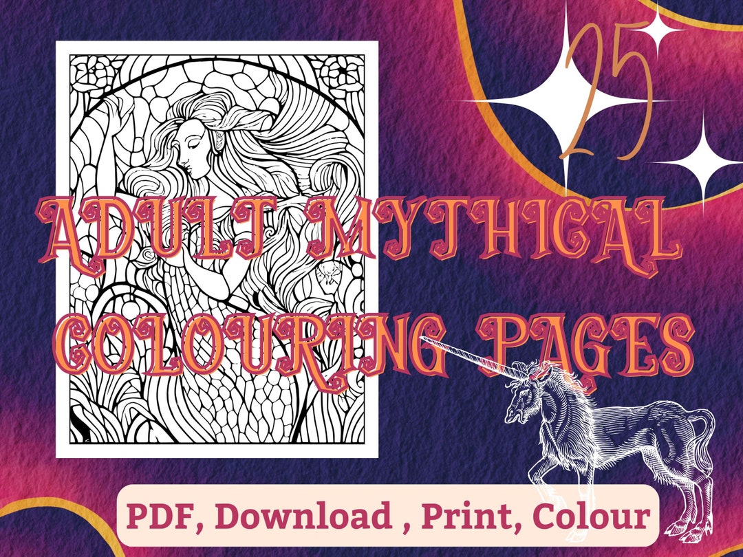 Mythical Creatures Adult Colouring Printable PDF Pages/instant ...