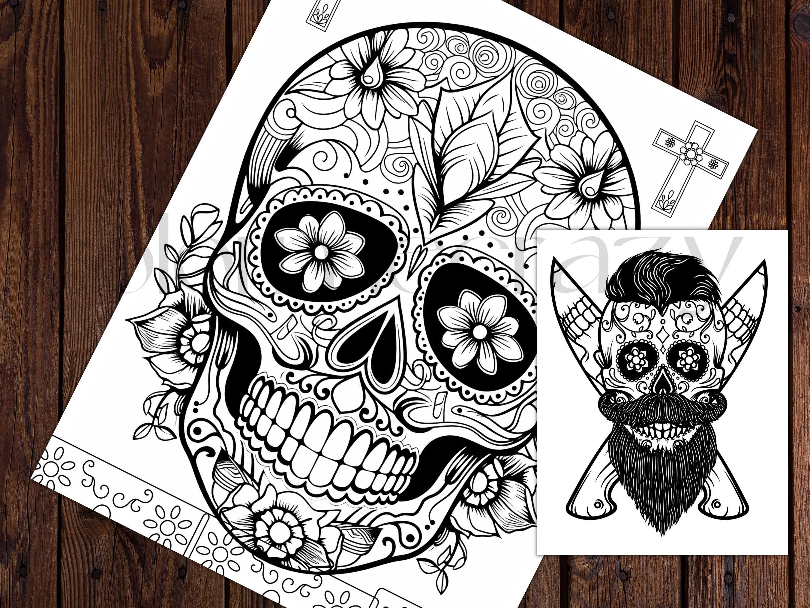 39 Candy Skull Coloring Pages/adult Teen Colouring Sheets/day of the