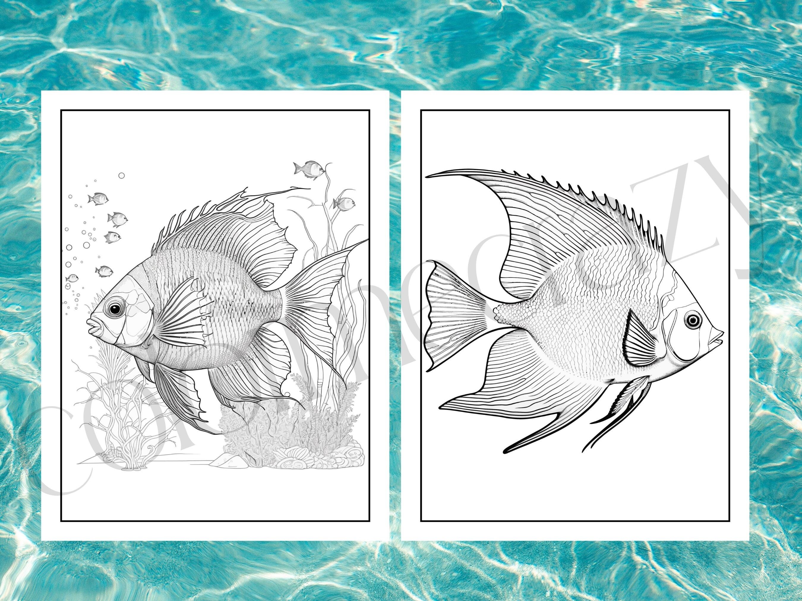 101 Fish Realism Coloring Book Pages/exotic Fish Coloring Book/digital ...