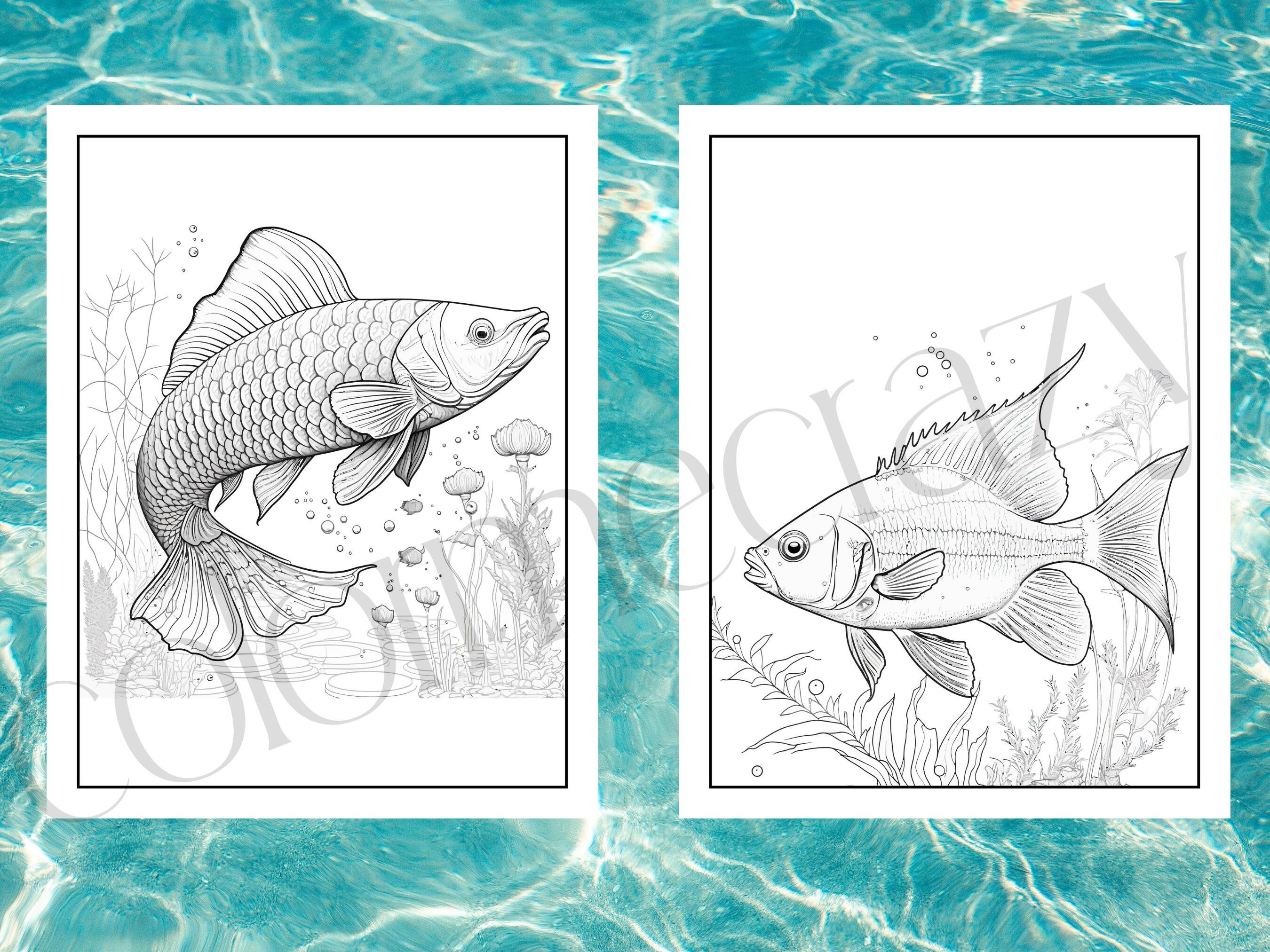 101 Fish Realism Coloring Book Pages/exotic Fish Coloring Book/digital ...